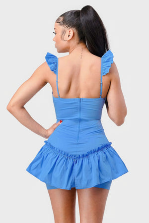 Cutout Ruffled Flutter Sleeves Mini Dress