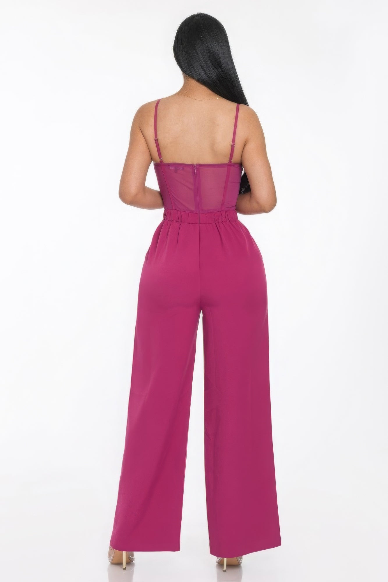 Mesh Cup Wide Leg Jumpsuit