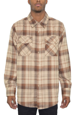 Regular Fit Checker Plaid Flannel Long Sleeve