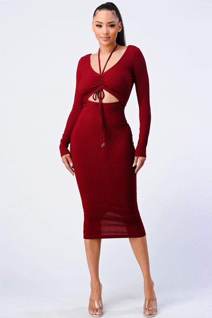 Cut-out Long Sleeved Dress