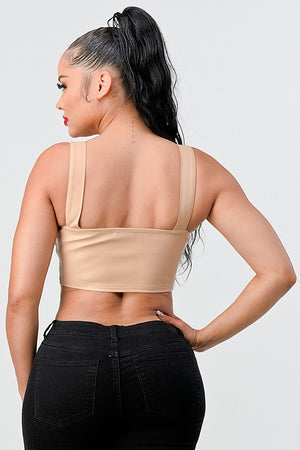 Leather Pu Zip up Cropped Top