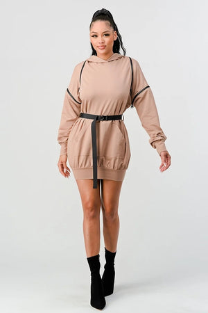 Long Sleeve Hooded Mini Dress