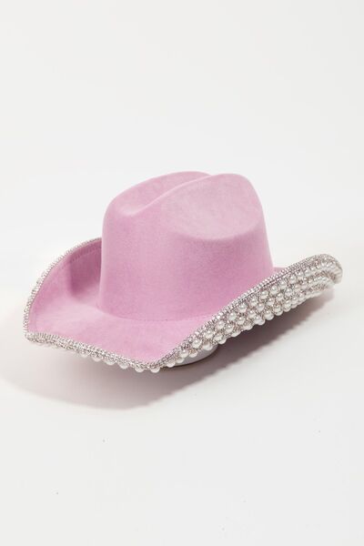 Rhinestone Pearl Trim Cowboy Hat